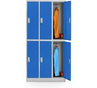 Armoire vestiaire 3B2A Armoire Métallique Casier 6 compartiments en tôle d'acier thermolaquée 185 cm x 90 cm x 45 cm (bleu)