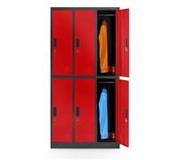 Armoire vestiaire 3B2A Armoire Métallique Casier 6 compartiments en tôle d'acier thermolaquée 185 cm x 90 cm x 45 cm (rouge)