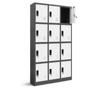 Armoire vestiaire 3B4A Armoire Métallique Casier 12 compartiments en tôle d'acier thermolaquée 185 cm x 90 cm x 40 cm Blanc