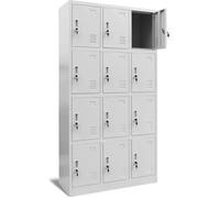 Armoire vestiaire 3B4A Armoire Métallique Casier 12 compartiments en tôle d'acier thermolaquée 185 cm x 90 cm x 40 cm Gris