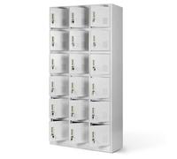 Armoire vestiaire 3B6A Armoire Métallique Casier 18 compartiments en tôle d'acier thermolaquée 185 cm x 90 cm x 40 cm Gris
