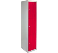 armoire-vestiaire en acier 3 portes - emballage à plat - rouge