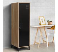 Armoire vestiaire ESTER bois porte métal noir design industriel