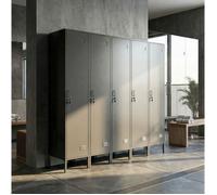 Armoire vestiaire métallique 1 porte verrouillable avec tringle et étagère, acier noir 40 x 40 x 179 cm