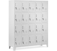 Domator Jan Nowak Casier Vestiaire 5B4A Armoire Metallique avec 20 Compartiments Revêtement en Poudre 172 cm x 136 cm x 45 cm (Gris)