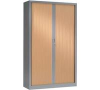 Armoire Vestiaire Monobloc à Rideaux H198xL60xP43 cm Alu Rideaux Hêtre Aluminum - Hêtre G