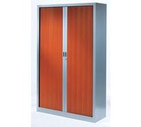Armoire Vestiaire Monobloc à Rideaux H198xL60xP43 cm Alu Rideaux Merisier Aluminium - Merisier G