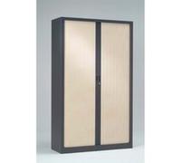 Armoire Vestiaire Monobloc à Rideaux H198xL60xP43 cm Anthracite Rideaux Erable Anthracite - Erable G