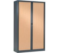 Armoire Vestiaire Monobloc à Rideaux H198xL60xP43 cm Anthracite Rideaux Hêtre Anthracite - Hêtre G
