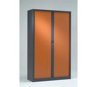Armoire Vestiaire Monobloc à Rideaux H198xL60xP43 cm Anthracite Rideaux Merisier Anthracite - Merisier G