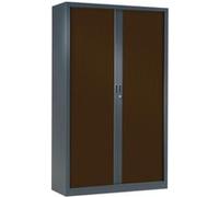 Armoire Vestiaire Monobloc à Rideaux H198xL60xP43 cm Anthracite Rideaux Wengé Anthracite - Wengé G