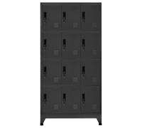 Armoire Vestiaire Verrouillable Anthracite 90 x 45 x 180 cm Acier | Porte verrouillable, bouches d'aération, porte-étiquette, acier durable, école, bureau, casiers