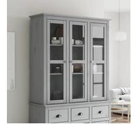 Armoire - vidaXL - BODO - Bois de pin massif - Gris - Portes vitrées