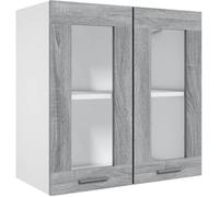 Armoire vitrée suspendue - OMABETA - Sonoma gris - 60x31x60cm - Bois ingénierie - 2 compartiments