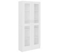 Armoire vitrine blanche 82,5 x 30,5 x 185 cm bois multicouche | 5 compartiments, 2 portes, bois multicouche, design classique, montage nécessaire, fixation murale incluse