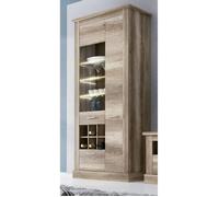 Armoire vitrine, buffet haut coloris Chêne vieilli - Longueur 96 x Profondeur 41 x Hauteur 201 cm