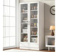 Armoire vitrine, classeur, bibliothèque, tiroirs, push-to-open | 80 x 40 x 160 cm, 2 tiroirs, push-to-open, 20 kg/plancher. Armoire de rangement pour bureau