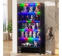 Armoire Vitrine pour Figurine de Collection à 5 Couches Meuble de Rangement Moderne avec LED Vitrine Salon sur Pied Étagère à Lumière Réglable pour Salon, Chambre, Bureau et Salle à Manger 90*30*178CM