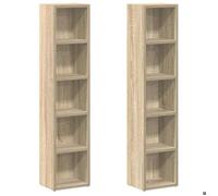 Armoires à CD Commode Armoire Bahut 2 pcs Chêne sonoma 21x16x93 5 cm Aggloméré ZLH•497864315