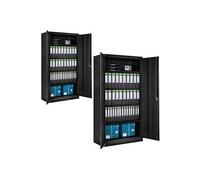 Armoires de classement en métal en Acier lâqué époxy Set de 2 noir