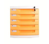 Armoires de classement - Tiroirs Unité de rangement de bureau verrouillable Boîte A4 pour bureau/couleur: orange, bleu, rose, jaune, 5 tiroirs (couleur : rose) (orange)