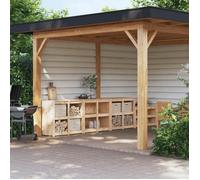 Armoires de cuisine d'extérieur en bois - vidaXL - Bois de pin massif - 106x55x92 cm - Brun - Lot de 3