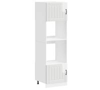 Armoires de four Lucca - vidaXL - bois d'ingénierie - blanc brillant - pieds réglables - sans plan de travail - 60 x 57 x 207 cm mye