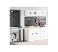 vidaXL Armoires de garage 2 pcs blanc bois d'ingénierie