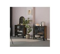 vidaXL Armoires de rangement 2 pcs Marron 72x36x82 cm Métal et MDF3095971 Brun G