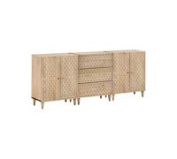 Armoires latérales 3 pcs 60x33x75 cm bois massif de manguier, armoire, armoire de rangement, armoire console, placard, buffet de salon