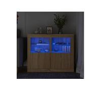 Armoires latérales et lumières LED 2 pcs chêne sonoma836635