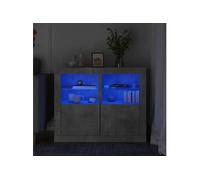 Armoires latérales et lumières LED 2 pcs gris béton836637