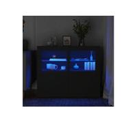 Armoires latérales et lumières LED 2 pcs noir bois d ingénierie
