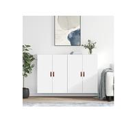 vidaXL Armoires murales 2 pcs blanc 69,5x34x90 cm, armoire, vitrine murale, armoire flottante, armoire de rangement, armoire de rangement avec portes Blanc G