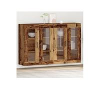 Armoire murale vidaXL Lot de 2 Bois ancien, noir Bois d'ingénierie, verre