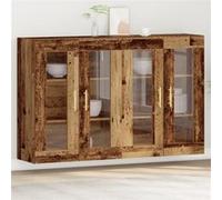 vidaXL Meuble Mural 2 pcs Bois Ancien 69,5 x 34 x 90 cm, Buffet Rectangulaire, Étagère Murale Moderne et Rustique, Rangement Pratique avec Portes en Verre
