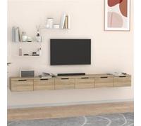vidaXL Armoires murales Centre de divertissement suspendu 2 pcs Chêne Sonoma 102x30x20 cm