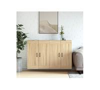 vidaXL Armoires murales 2 pcs chêne sonoma bois d'ingénierie, armoire, armoire suspendue, armoire latérale, armoire de rangement Marron G