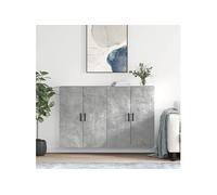 Armoires murales 2 pcs gris béton 69,5x34x90 cm, armoire, vitrine murale, armoire flottante, armoire de rangement