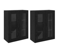 Armoires murales modernes - vidaXL - Chêne noir - 69,5x34x90 cm - Bois d'ingénierie - 4 portes en verre