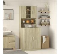 vidaXL Armoire pour lave-linge lot de 2 Chêne Sonoma bois d'ingénierie Beige G