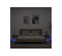 vidaXL Armoires de chevet LED - Gris béton