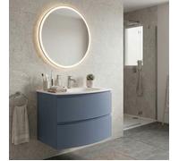 ARMONIA Meuble vasque encastrée L. 70 cm bleu-mer 2 tiroirs (sans colonne murale)