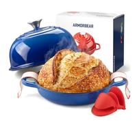 Armorbear Faitout pour la cuisson du pain - Cocotte en fonte avec couvercle, ronde en fonte émaillée avec couvercle en forme de dôme, cadeau pour boulangers au levain, bleu