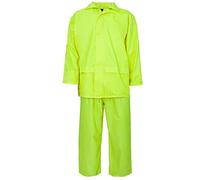 Army And Workwear Ensemble de pluie imperméable pour homme et femme Veste et pantalon en PVC, tissu souple, respirant et ultraléger de 0,18 mm/170T - Jaune - M
