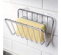 ARMYJY Porte-éponge pour évier de cuisine, support d'éponge mobile en acier inoxydable avec ventouses pour éponge et brosse (argenté)