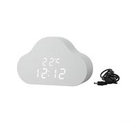 ARMYJY Réveil numérique en forme de nuage avec fonction snooze et alimentation USB - Affichage LED lumineux pour enfants, étudiants, personnes âgées Bleu (blanc)
