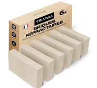 ARNAPURA Pack 6 Brique Réfractaire 22 x 11 x 3cm | Fabriquées en Argile Réfractaire | Brique Réfractaire Haute Temperature Parfaites pour Cheminées, Fours et Barbecues