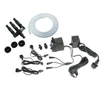 Arnusa Ensemble Complet de Pompe de puits 1500 L/H avec 3 lumières LED RVB Multicolore avec Distributeur de Tuyau à 3 Voies, Tuyau et bagues d'étanchéité Pompe étang