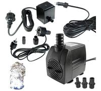 Arnusa Pompe de fontaine avec 1 éclairage LED en pierre de source blanc froid Spot Pompe de bassin Pompe à eau Pompe de ruisseau 12 V Alimentation IP44 (1500 l/h)